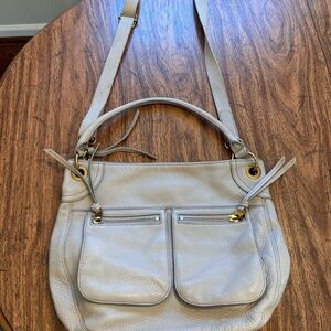 Elegant Cream Leather Shoulder Bag